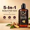 300ml 5 In 1 Anti Hair Shampoo Natural Ginger Herbal Shampoo for Men Women Promote Hair Growth and Deeply Nourish