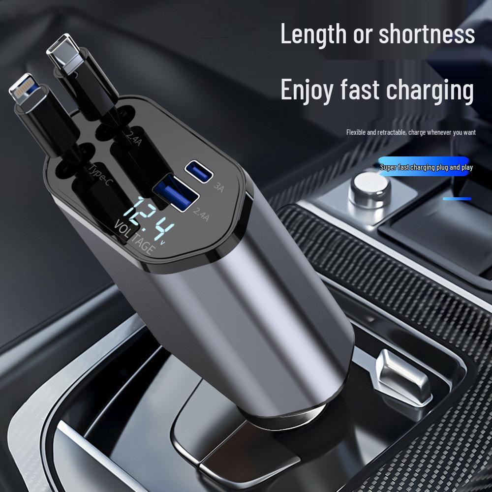 Starry Sky Ceiling Projector Car Charger with Retractable Multi-Device Cable and Super Fast Charging