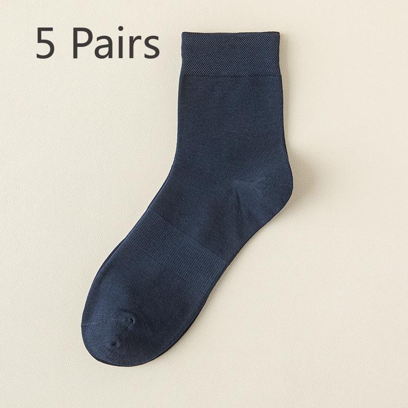 

5 пар мужских весенне-осенних деловых носков с влагопоглощением, потоотделением, антимикробными дезодорантами и антипиллингом 5 Pairs темно-синий