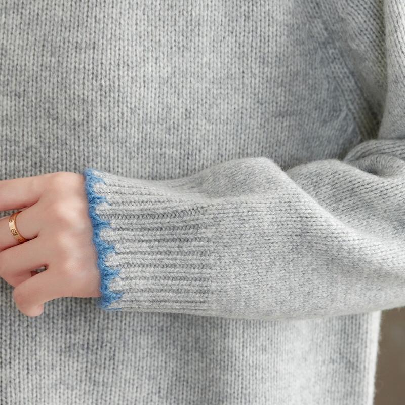 Srcr Women's 100% Wool Relaxed Fit Colorblock Sweater