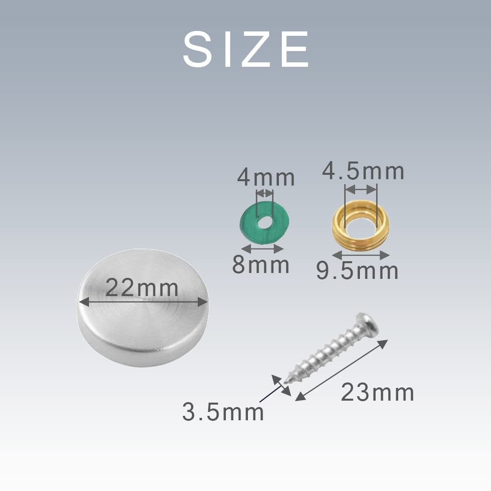 TKY Decorative Plate Decorative Fasteners for Set of 25 Screws, Covers, Caps, Fixing, Fasteners, Nameplates, DIY, (22mm)