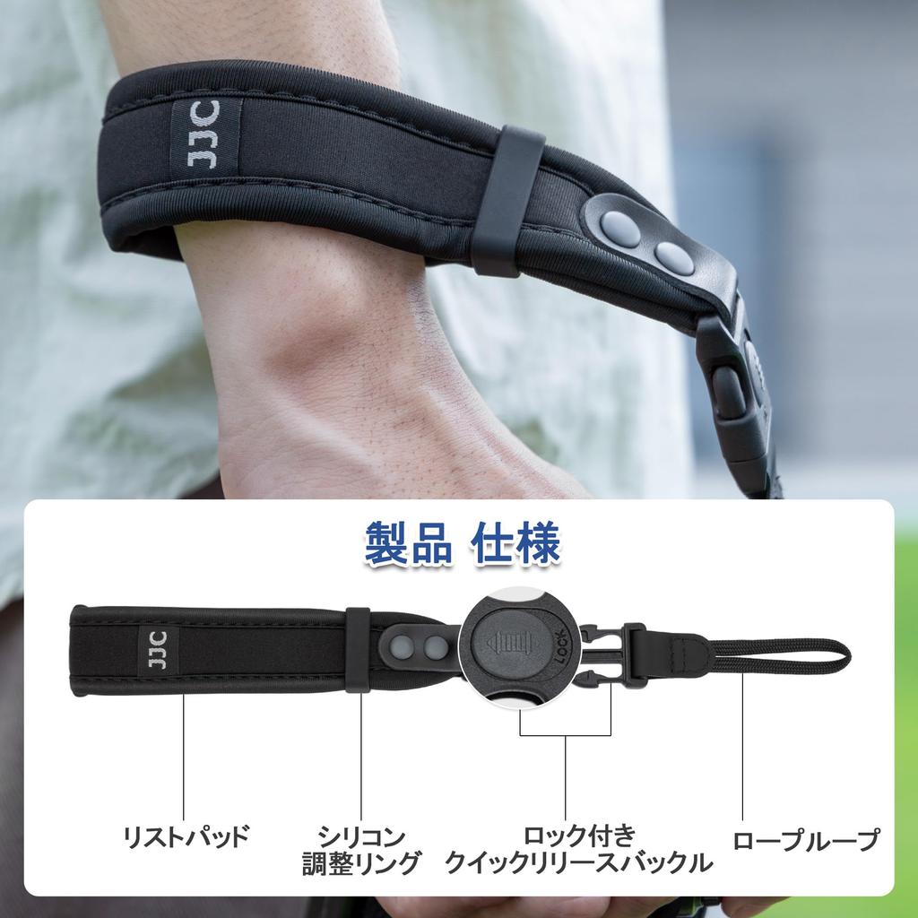 JJC Camera Hand Strap with Added Slide Lock Design for Drop Prevention and Quick Compatible with Lumix Canon EOS R5 Mark Sony RX1R and Other DSLR and