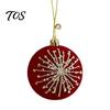 Festive Burgundy Party Supplies Velvet Christmas Ball Ornaments, 3.15 Inch Glitter Flocked Tree Ornaments Decoration, Plastic Shatterproof Hanging