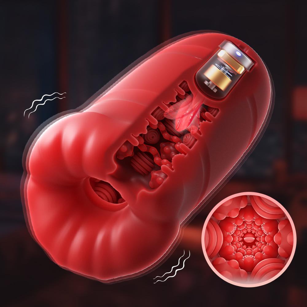 Male Automatic Aircraft Cup Realistic Tongue Licking Vibrator Penis Delayed Ejaculation Exerciser Sex Machine For Adult Men 18+