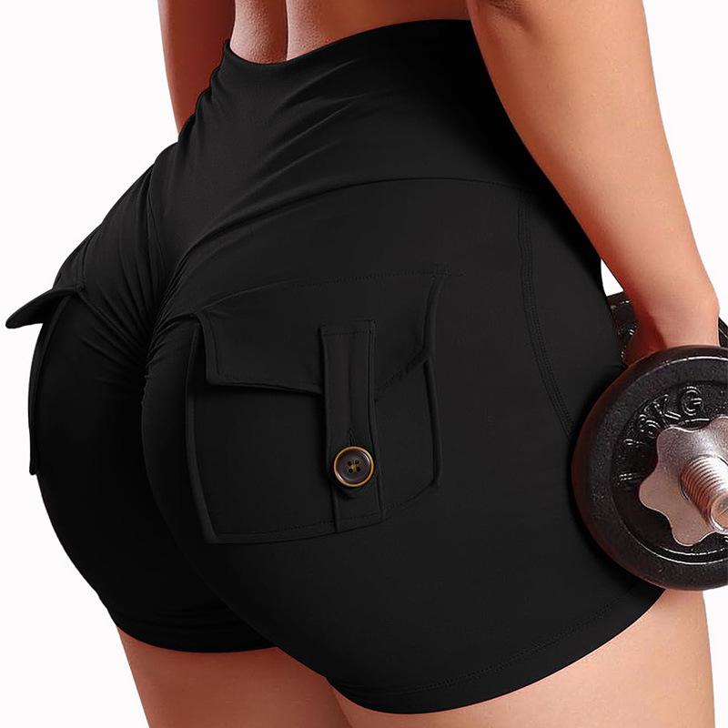 

Шорты для йоги с высокой талией, персиковые, с эффектом лифтинга бедер - Женские сексуальные фитнес-брюки с ощущением обнаженности Medium чёрный