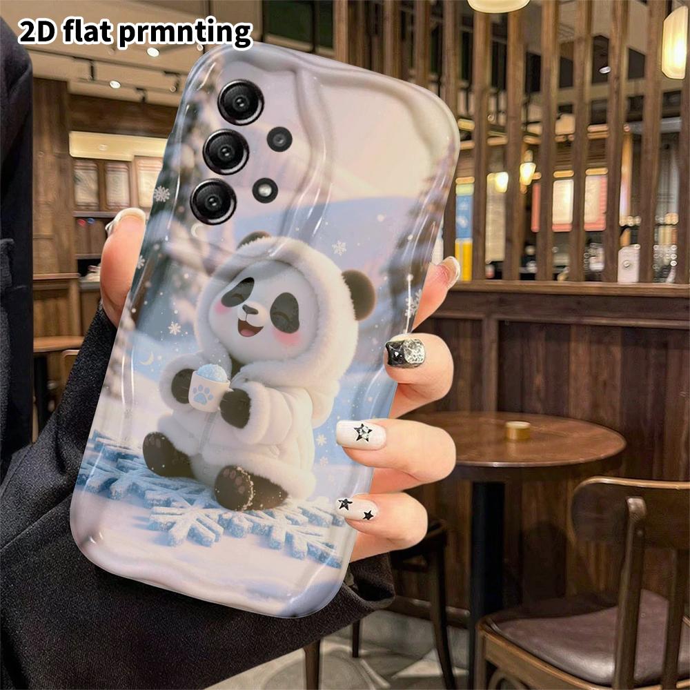 Phone Case: 2D Flat Samsung Galaxy A34 A35 S20 S22 S21 FE Plus Ultra Protective Case, Little Panda In a Puffer Jacket, Christmas and Halloween Gift