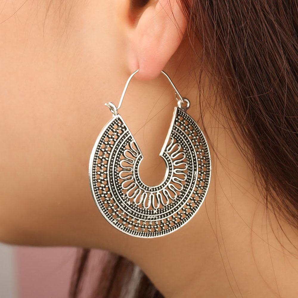 SUMENG 2024 New Vintage Ethnic Hollow Flower Gypsy Dangle Trible Drop Earring for Women Indian Fashion Jewelry Gifts