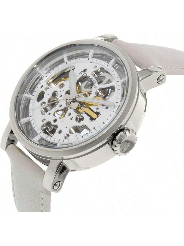 ME3069 Fossil Mechanische Damen-Armbanduhr mit Leder- und Stahlarmband, 3-Zeiger-Anzeige, Edelstahlgehäuse und Kristallglas