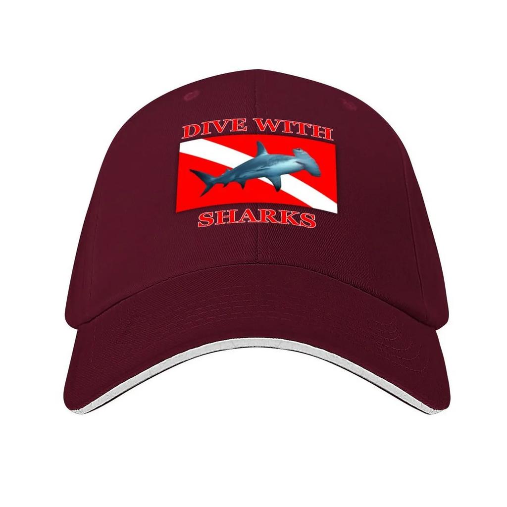 Dive With Sharks  Hammerhead Baseball Cap tactical cap designer cap golf hat genuine Mens Hats Womens