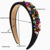 Luxe Barok Strass Hoofdband Grote Kleurrijke Kristal Haar Hoepel Vintage Velours Gewatteerde Haarband Bruiloft Feest Haar Accessoire