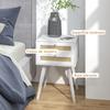 White Bedside Table Nightstand with 2 Drawers Cannage Style Small Side Table 40x40x60 cm