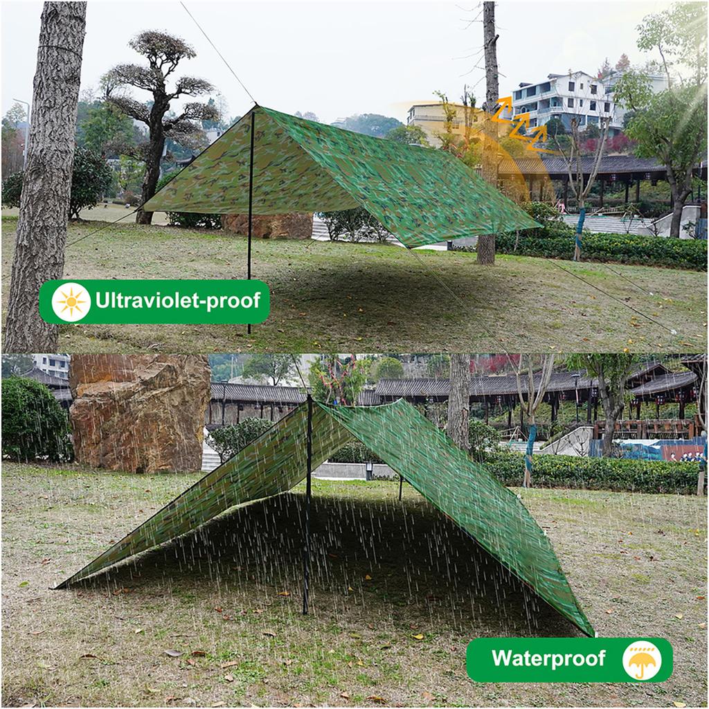 Waterproof Camping Sunshade, Portable Tent Tarpaulin, UV-Protective Sunshade, Outdoor Camping Multi-Function Gear - Camo
