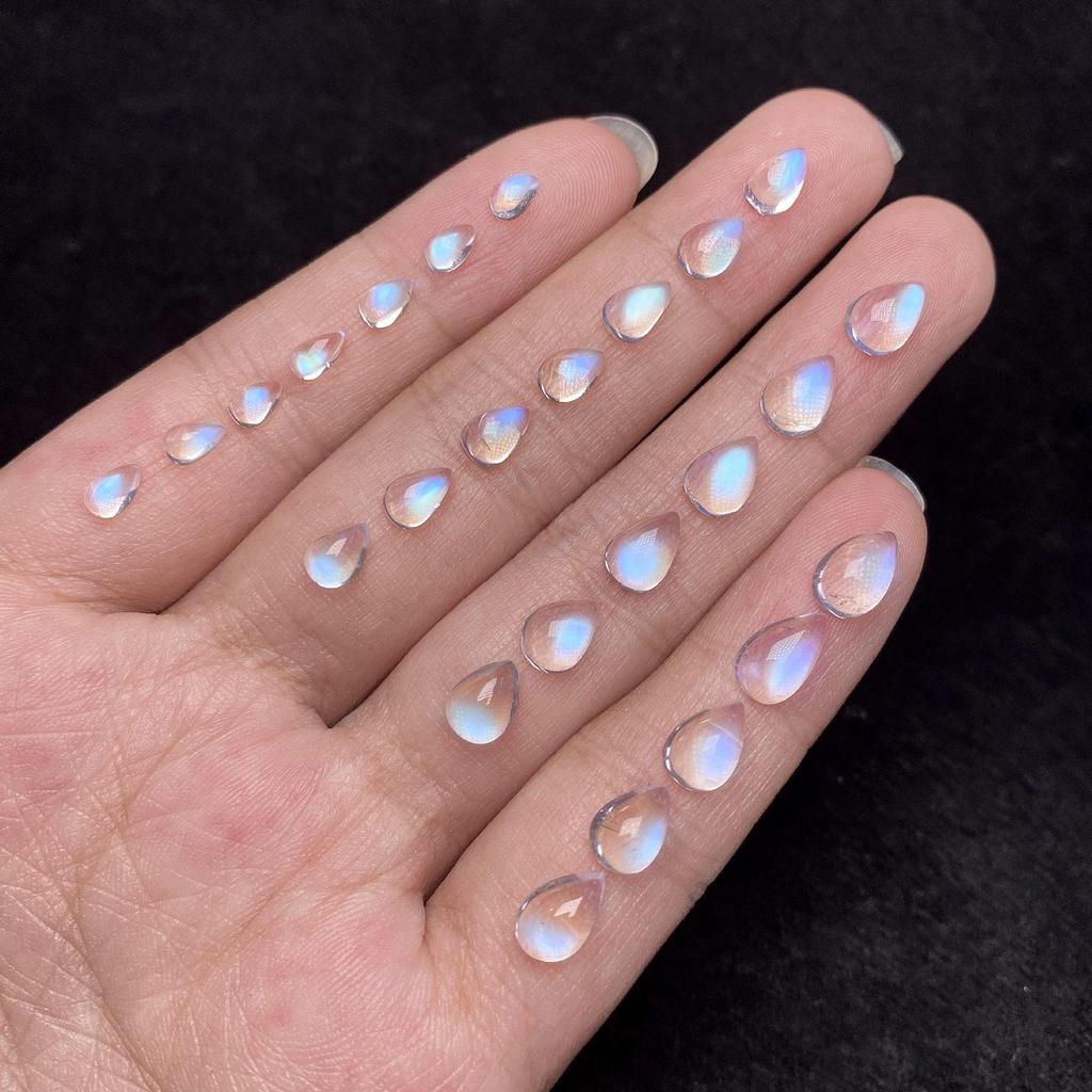 Natural Faceted Pear-Shaped Blue Moonstone for Pendant or Ring