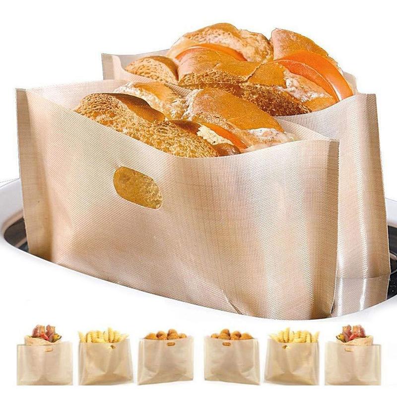4Pcs Non Stick Reusable Heat-Resistant Toaster Bread Bags Cheese Sandwich Fries Heating Bags Cooking Tools Kitchen Accessories