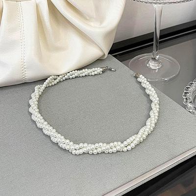 Elegante Mode Perle Exquisites Halskette Verdreht Trendig Einfaches Design Choker Ketten Für Dame Hochzeit Party Schmuck Halsketten