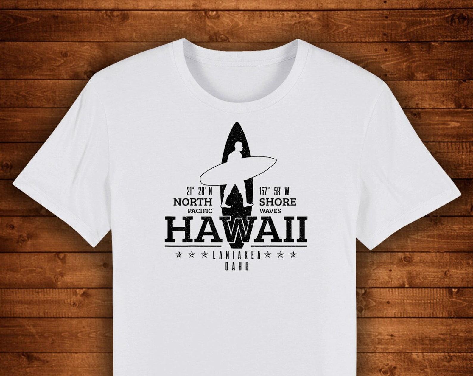 Hawaii Laniakea Beach Oahu Surfing Coordinates / T shirt Unique Design Street Wear Art Urban Graphic Tees Top 2XL