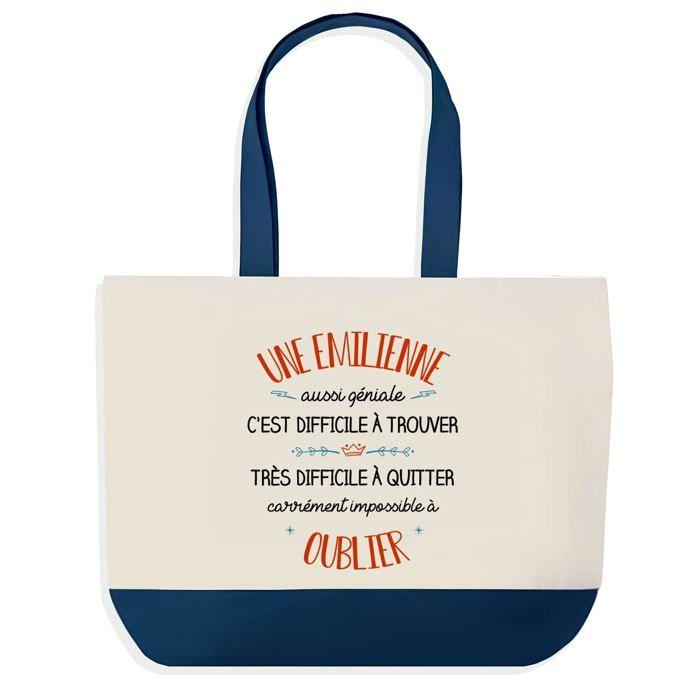 Tote bag - PLANETEE - Shopping Bleu Emilienne - Coton - Imprimé en France - Grande contenance