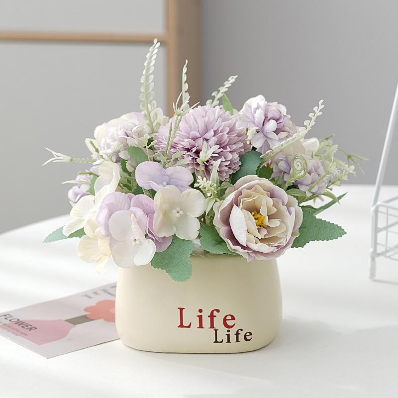 Sunflower Artificial Flower Arrangement - Small Potted Plants & Plastic Bouquets for Living Room and Dining Table Decor