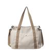 Large Capacity Stylish Canvas Tote Bag For Work And Casual Outings In Black Beige And Khaki Colors