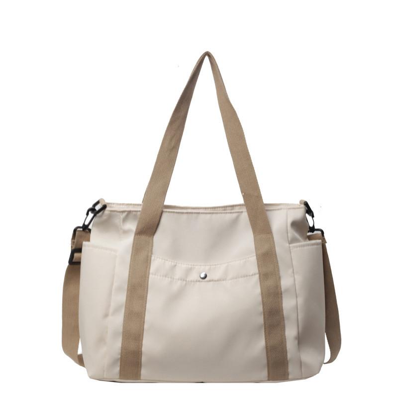 Large Capacity Stylish Canvas Tote Bag For Work And Casual Outings In Black Beige And Khaki Colors