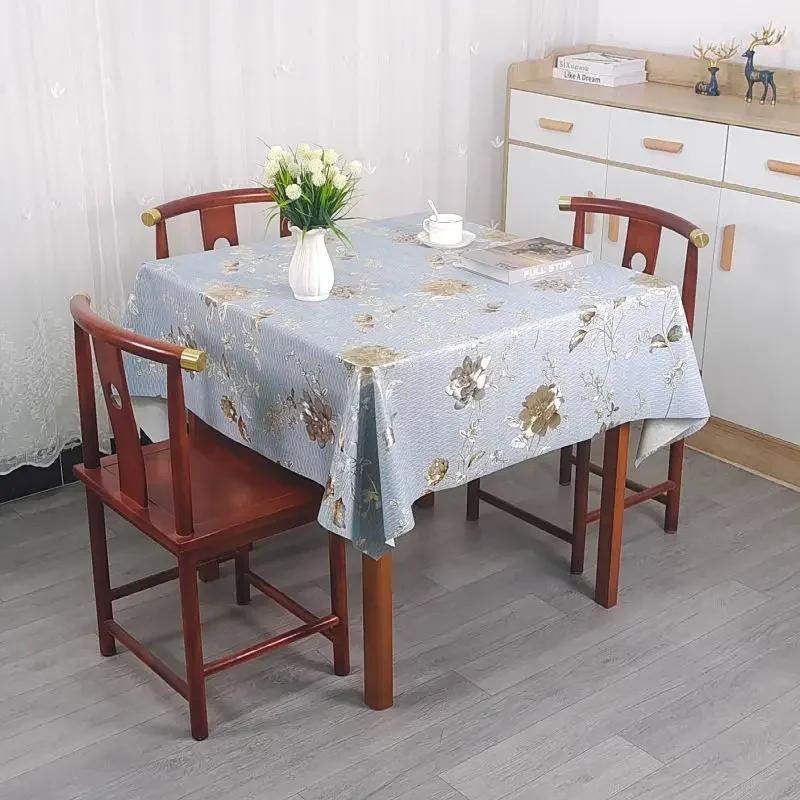 Square PVC Thickened Tablecloth Oil Proof Waterproof Scald Proof Wash Free Table Cloth Household Dining Table Coffee Table Cover