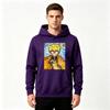 Men Anime Print Pullover Hoodie, Casual Yellow Hair Character Lightning Pattern Long Sleeve Hooded Sweatshirt
