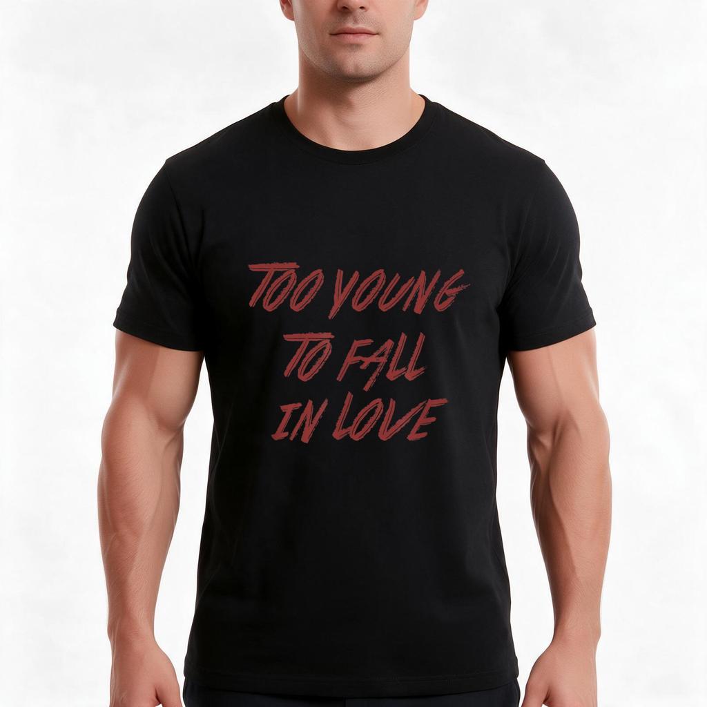 M Crue Too Young To Fall In Love Front Back Print Tshirt Summer Casual Cotton Tee Oversized Streetwear Tops Unisex Unisex Unisex