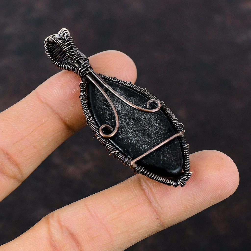 Tree Of Life Black Color Evil Eye Pendant Copper Wire Wrapped Jewelry Gemstone Pendant Copper Wire Pendant Anniversary Gift Handmade Pendant