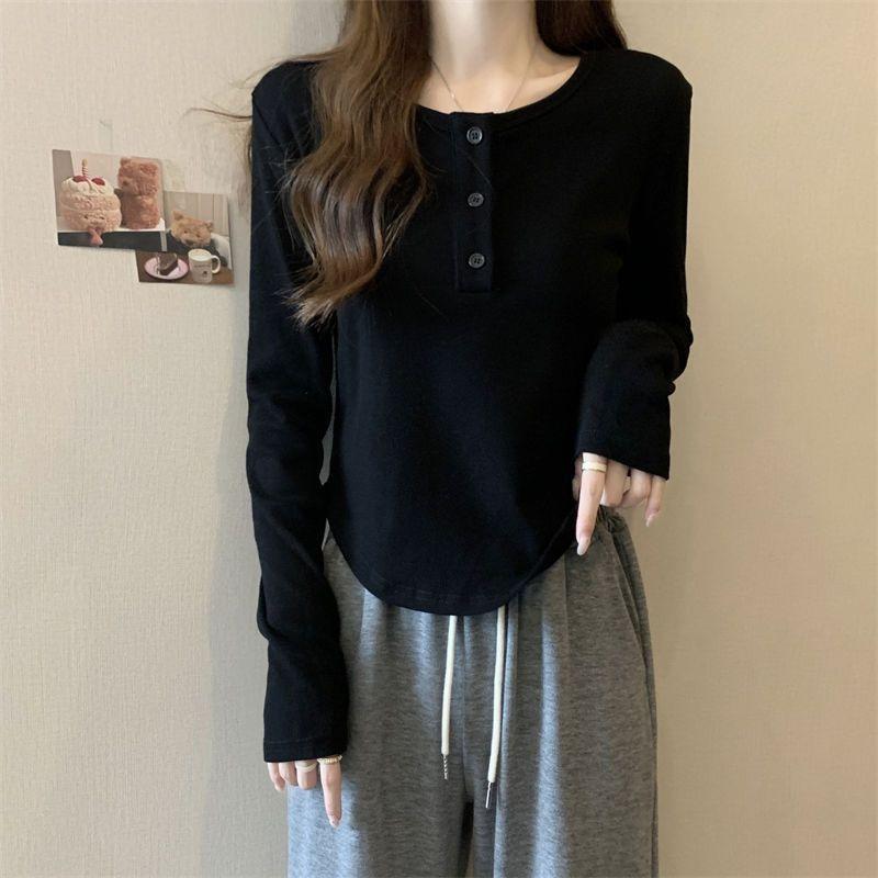 Women's Slim Versatile Age-reducing Long-sleeved T-shirt Spring Autumn Cotton New Style Trendy Bottoming Top