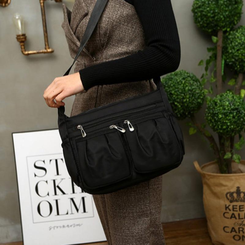 Multi Layer Crossbody Bag Women's Oxford Cloth Shoulder Bag, Casual and Lightweight Ladies Business Bag