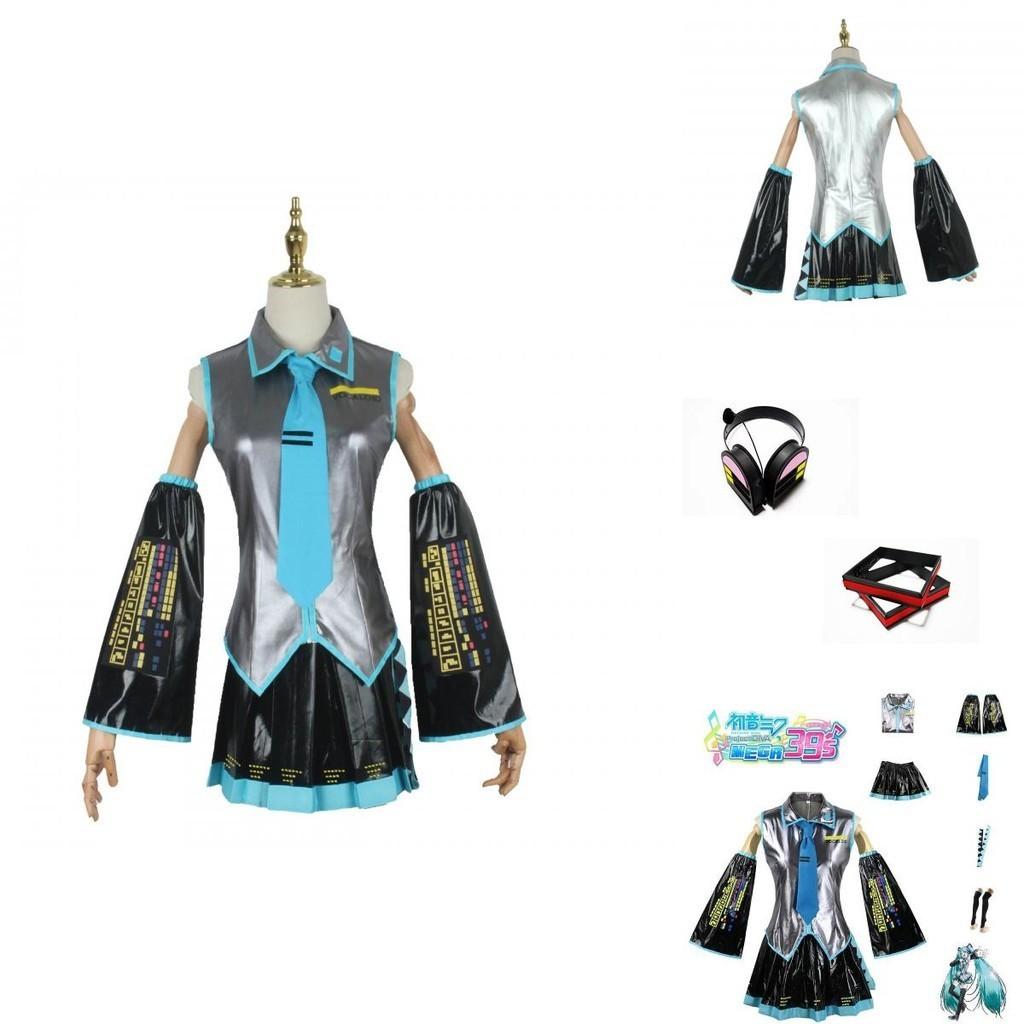 Hatsune Miku Vocaloid Pu Cosplay Top Kleid Krawatten Set für Weihnachtsshow