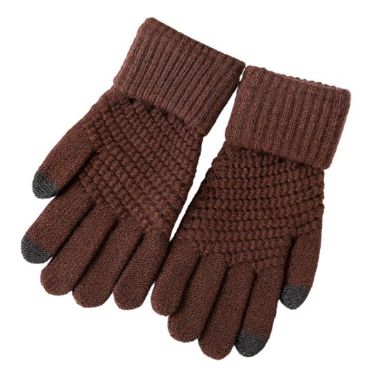 

1 Pair Winter Men Women Knitting Touch-screen Non-slip Gloves Warmer Mittens колір темно кави