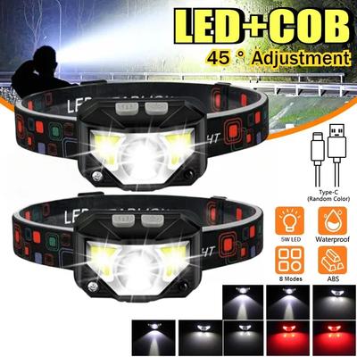 Powerful XPG+2*COB Headlamp 8 Modes Handfress Motion Sensor Headlight USB Rechargeable Waterproof Camping Fishing Flashlight