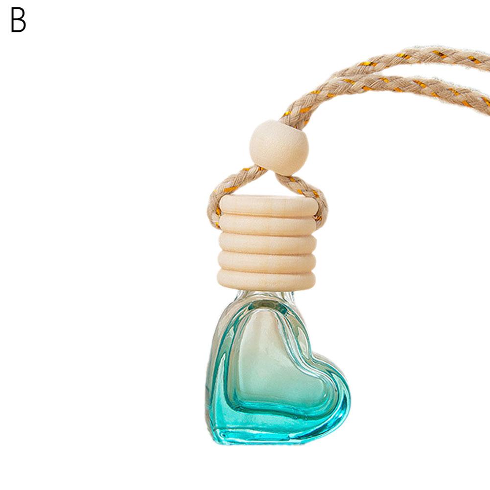 Car Interior Hanging Decor Heart Shaped Aromatherapy Bottle 6ml Essential Oil Diffuser Fragrance Air Freshener Car Accessories