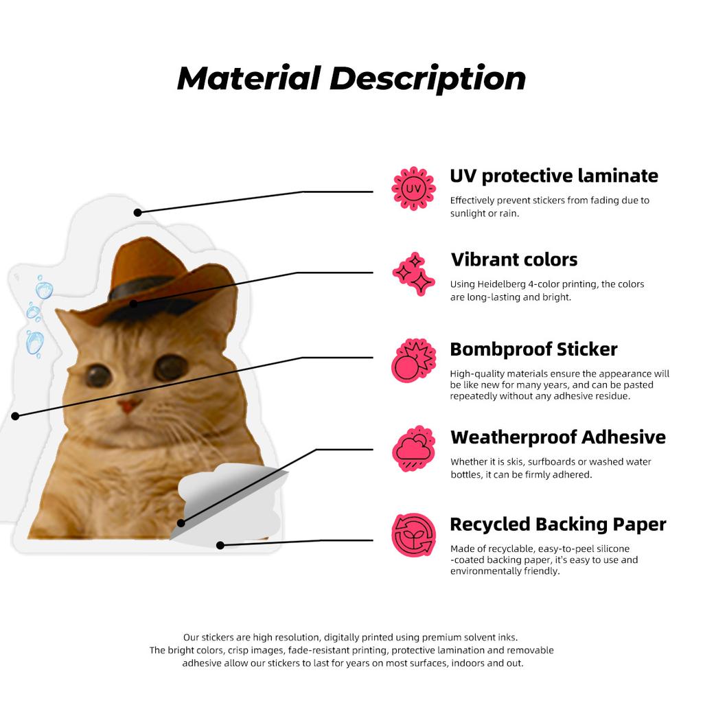 50 Realistic Cute Cat Head Emoticon Pack Stickers Internet Celebrity Cat Waterproof Graffiti Cartoon Stickers Pack
