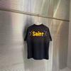Cross-border Saint Michael elf letter printing washed old short-sleeved t-shirt trendy Penne the same style