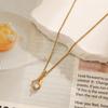 18k Gold-Plated Stainless Steel and Titanium Necklace with White Zirconia & Diamonds - Fade-Resistant, Fashionable European American Design for Women