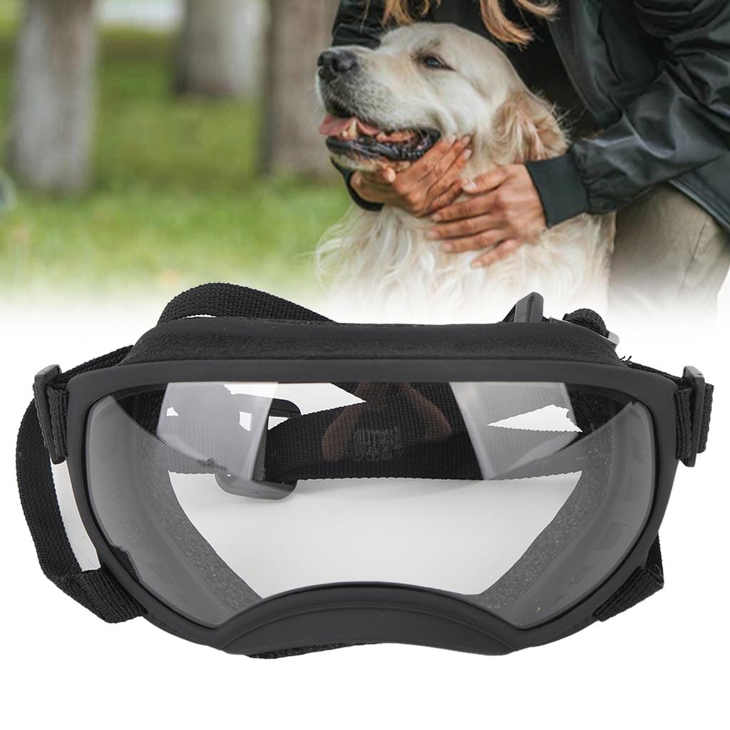Large Dog Sunglasses UV Protection Windproof Anti Fog Adjustable Dog Goggles for Outdoor Dogs Eye Safety Transparent