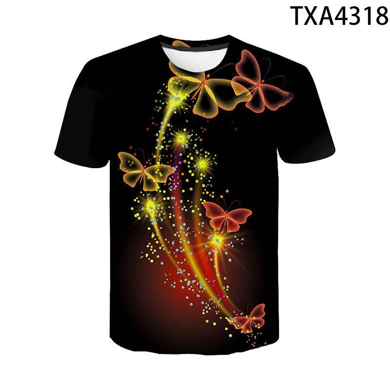 3D Print Butterfly T Shirt Men Women Children Summer Short Sleeve Flower T-shirt Streetwear Tee Insect Cool Boy Girl Casual Tops