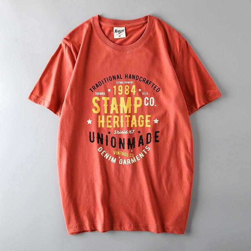 Export Tail Order Men s Cut Label American Retro Fashion Fashion Brand T-shirt Short Sleeve Hong Kong Style Export Original Order Print T-shirt Red 2XL