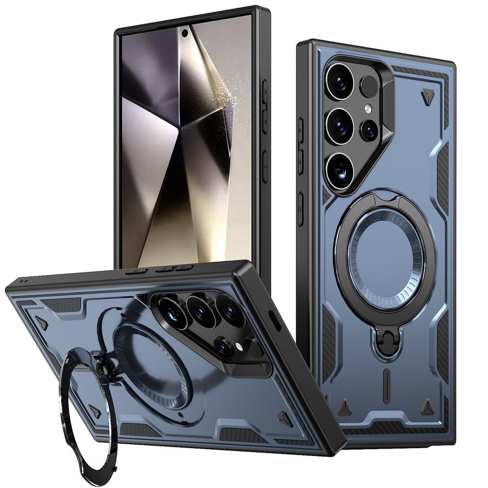 Metallring-Magnetadsorption Kabellos aufgeladene Telefonhülle für Samsung S25 + S25 Galaxy S24 Ultra S23 FE S22 Ultra Armor Cover