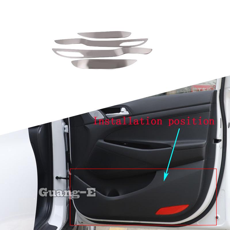 Car Handrail Armrest Door Window Glass Switch Panel Trim Stick Frame Kick Pad Molding 4PCs For Hyundai Tucson