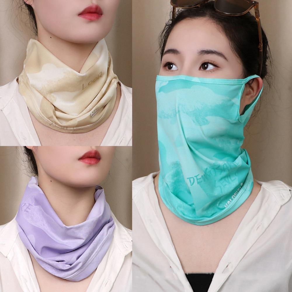 UV Protection Sunshade Veil Face Cover Ear Hanging Ice Silk Face Mask Sunscreen Face Mask  Fishing