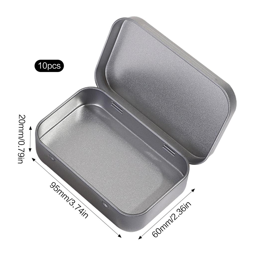 10PCS Metal Empty Hinged Tins Box Silvery Metal Hardware Iron Box with Lids for Keychains USB Flash Drive Small Items