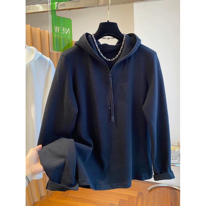 Autumn/Winter Women's Half-Zip Hooded Long-Sleeve Casual Top