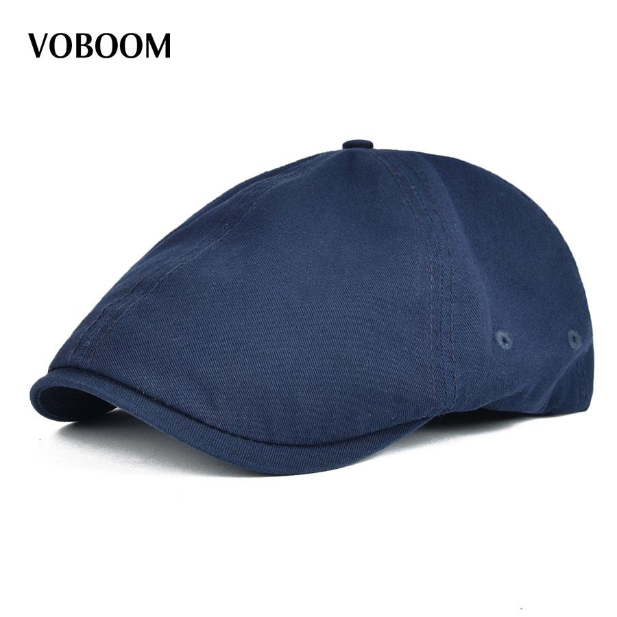 Freedom Outdoors Men's White Voboom Summer Cotton Flat Cap Ivy Caps Newsboy Wo Classic Design Breathable Solid Color Casual Beret 57-60Cm