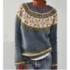 Women's Round Neck Color Blocked Loose and Fashionable Pullover Knitted Sweater for Autumn and Winter