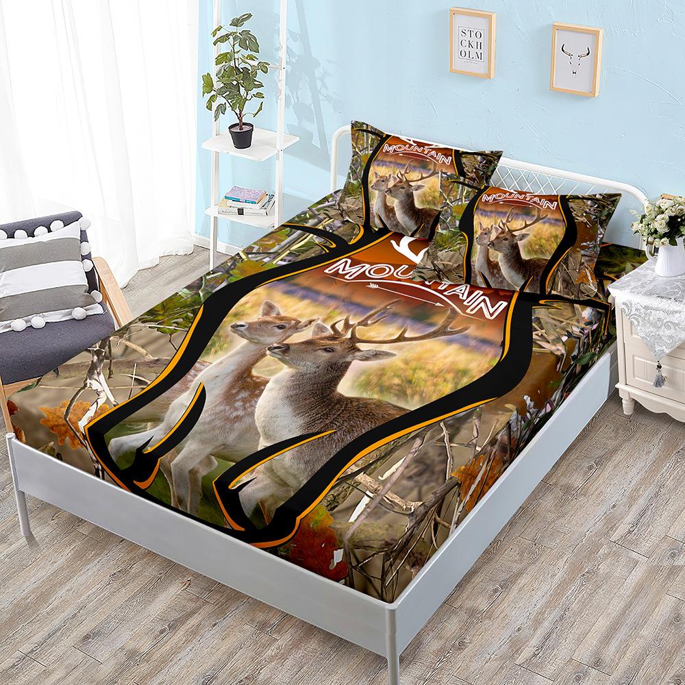 Animal Deer Kit, Mattress, Three-Piece Set, Bedspread, Pillowcase, Mattress Protective Cover, Bed Sheet All-Inclusive, Elastic