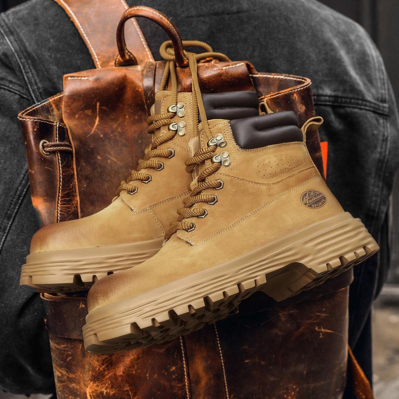 

Модные уличные кожаные мужские ботинки без застежек на платформе, роскошные брендовые мужские зимние плюшевые ботинки для снега, модные универсальные мужские ботинки для мотокросса 45 жёлтый