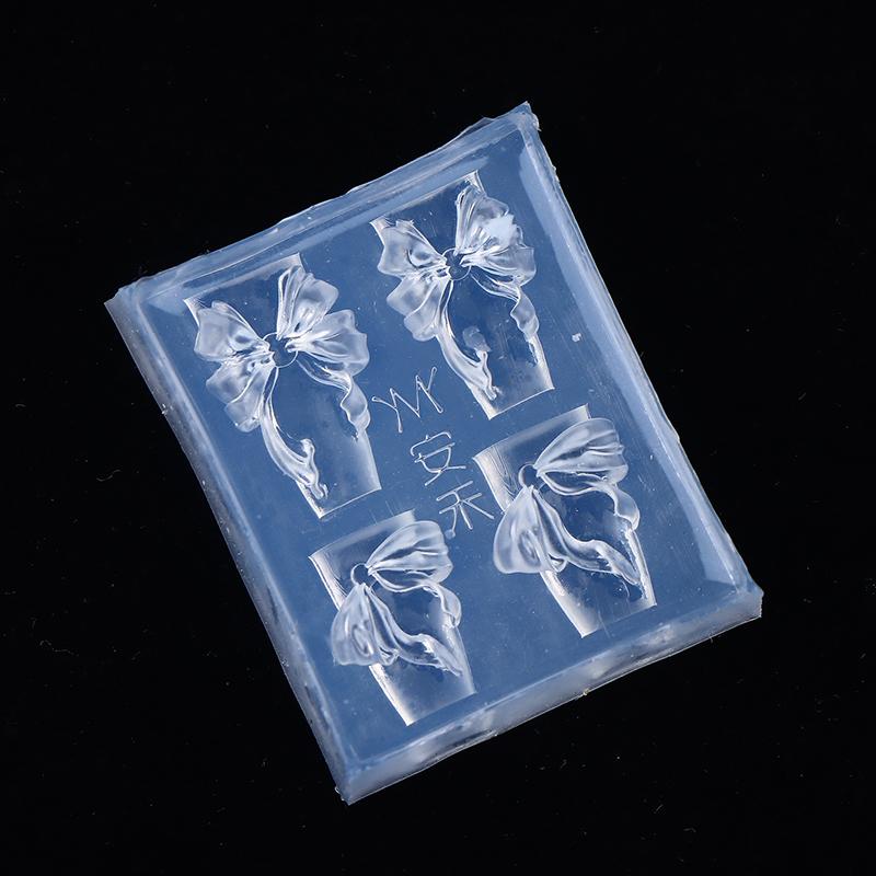 3D Ribbon Bowknot Shaped Nail Mold Stamping Stencil For Uv Gel Polish Art Silicone Carving Design Diy Charm Decorations